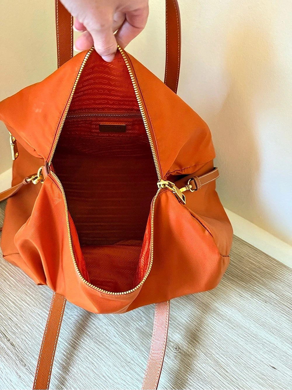 Prada Nylon Travel Bag in Orange NWT - Picture 8 of 16